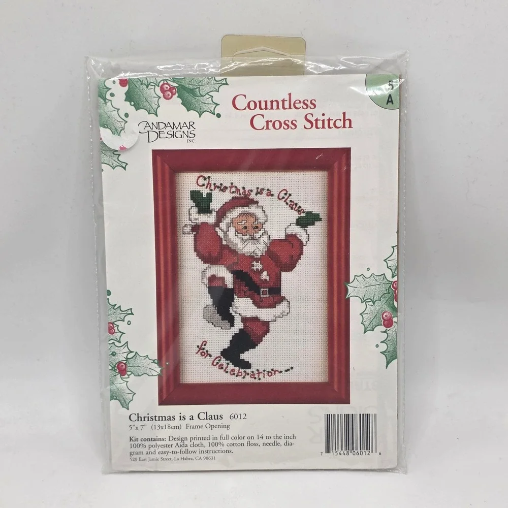 Andamar Designs Cross Stitch Kit Red Santa Claus Christmas 6012 Vintage DIY
